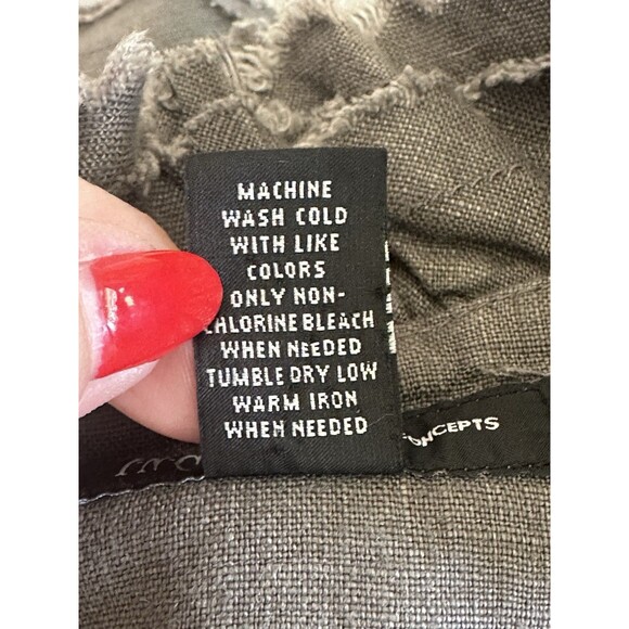 INC INTERNATIONAL CONCEPTS Size M Gray Linen Fringe Ruffle Zip Jacket Boho - Picture 11 of 11